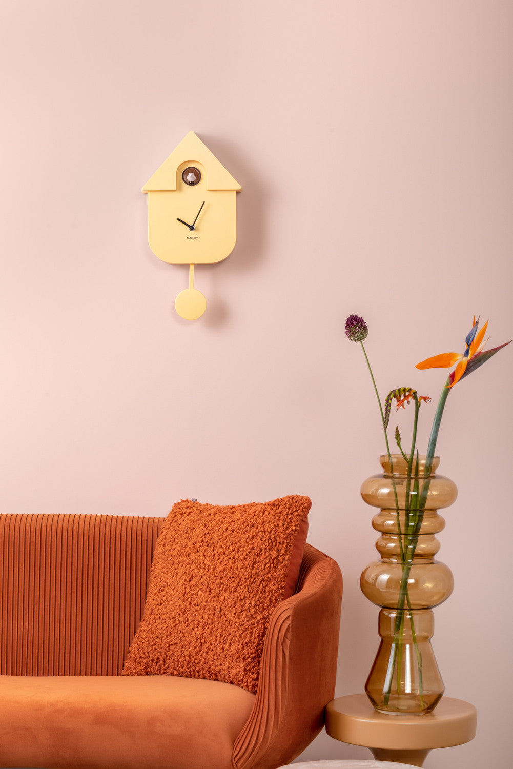Karlsson Cuckoo wandklok Soft yellow