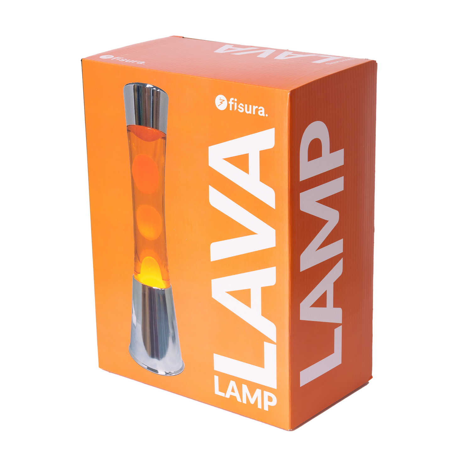 Fisura Lavalamp Tower Zilver met Oranje Vloeistof en Oranje Lava – 40 cm - verpakking