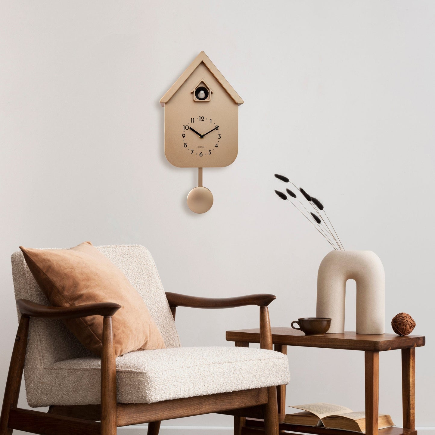 Wandklok 21,5x41,5x8,5cm - Slinger - Koekoeksklok - NeXtime 'Twitter'