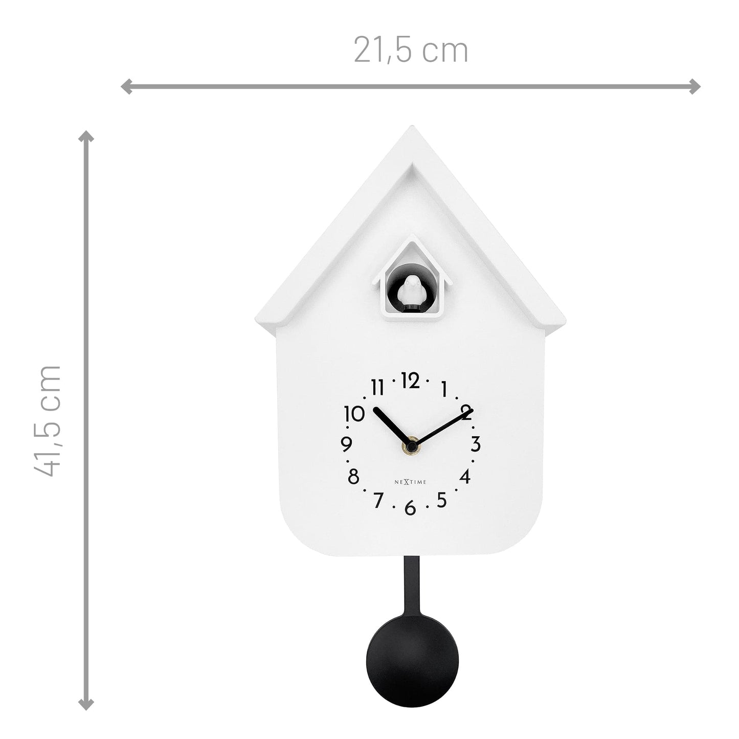 Wandklok 21,5x41,5x8,5cm - Slinger - Koekoeksklok - NeXtime 'Twitter'