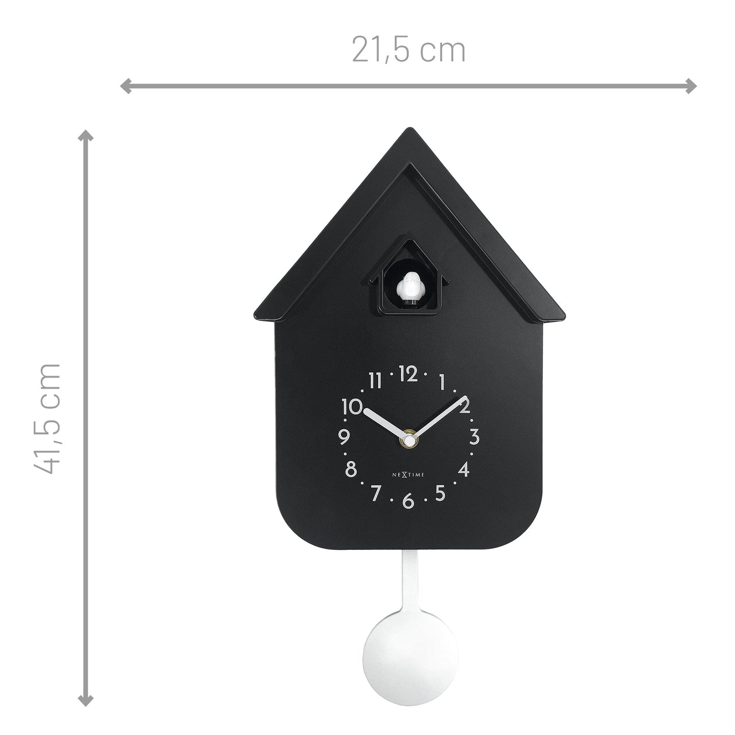 Wandklok 21,5x41,5x8,5cm - Slinger - Koekoeksklok - NeXtime 'Twitter'