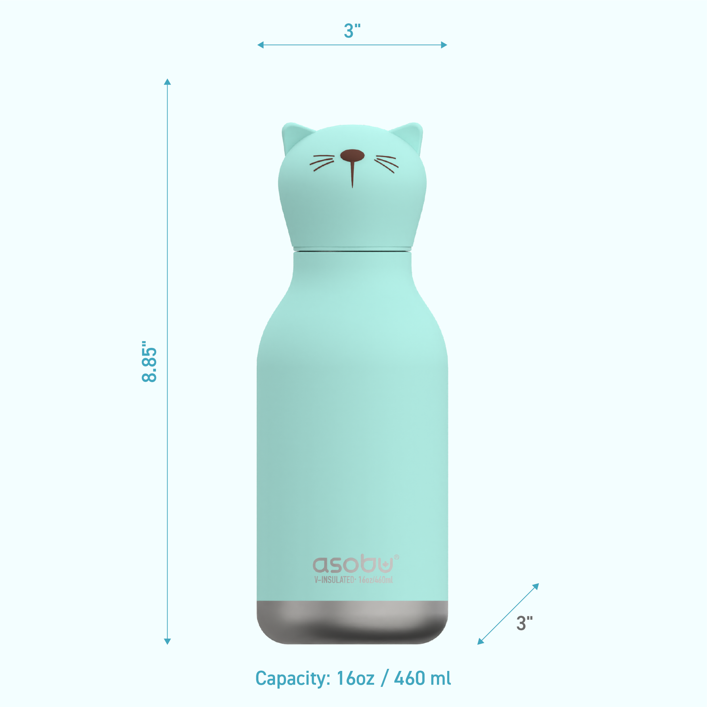 Asobu Bestie Drinkfles Teal Cat