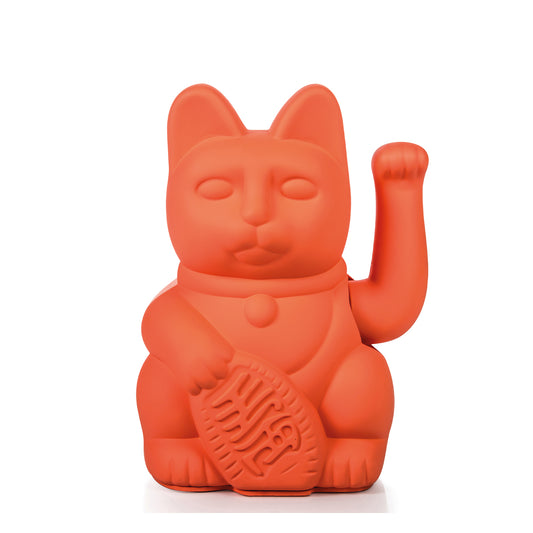 MYNEKO Lucky Cat Neon Orange – klassieke waving cat, ca. 15 cm, woondecoratie of cadeau