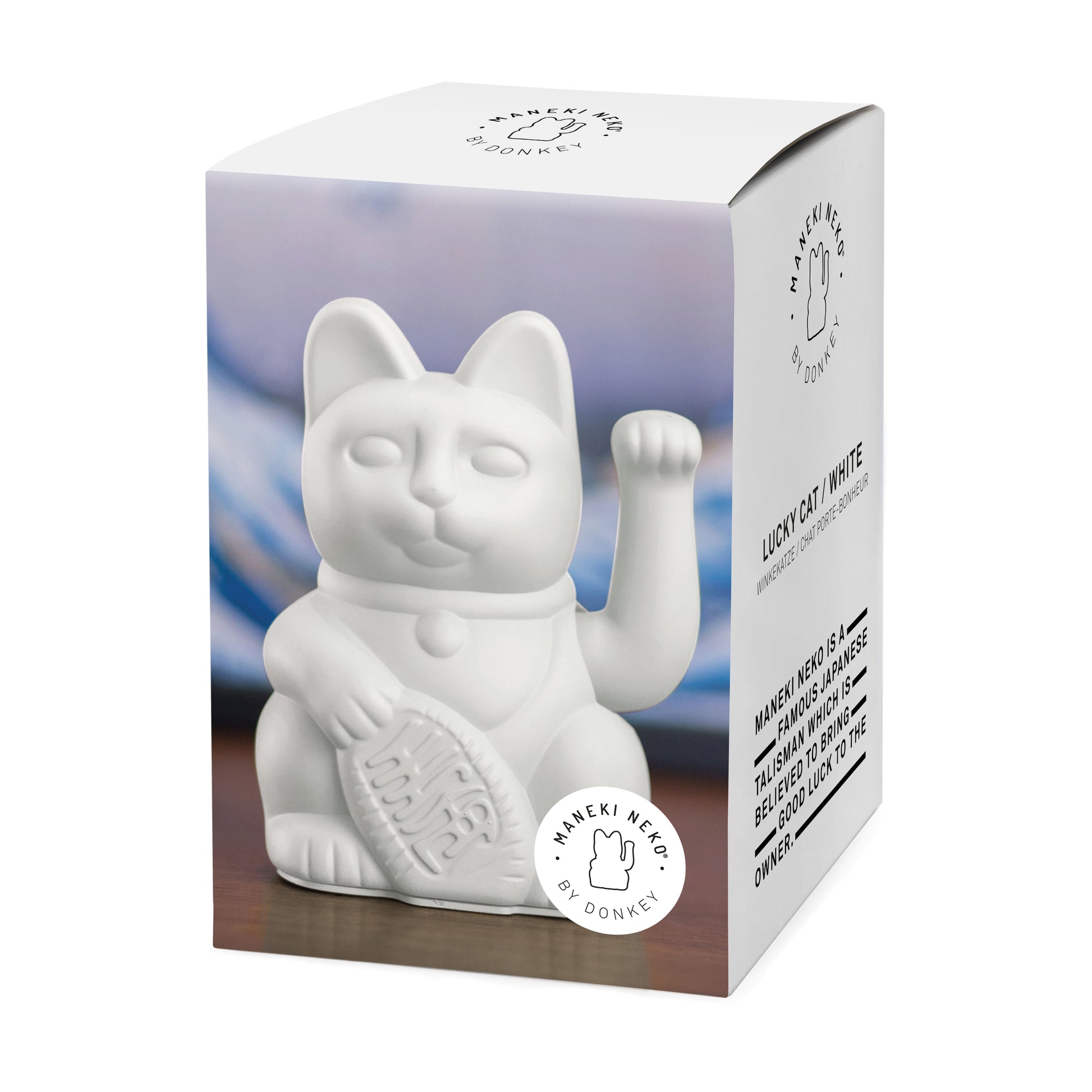 Verpakking MYNEKO Lucky Cat White – klassieke waving cat, ca. 15 cm, woondecoratie of cadeau