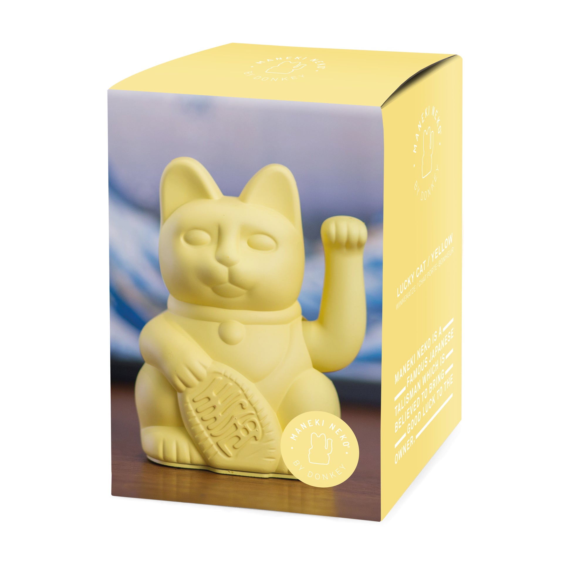 Verpakking Donkey Lucky Cat in zacht geel