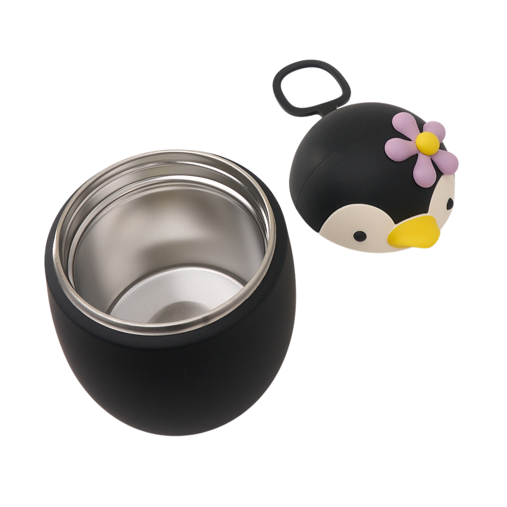 Asobu Food Container Penguin open met deksel – speels siliconen pinguïnhoofd