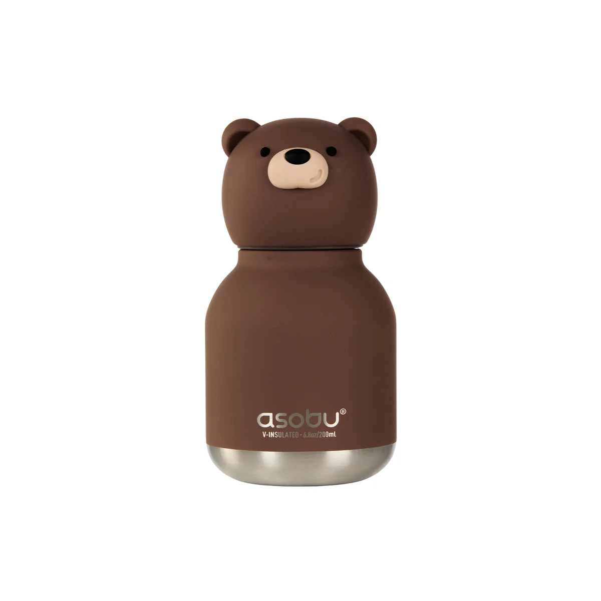 Asobu Bestie MINI drinkfles Brown Bear – vooraanzicht, schattige beer thermofles 200ml