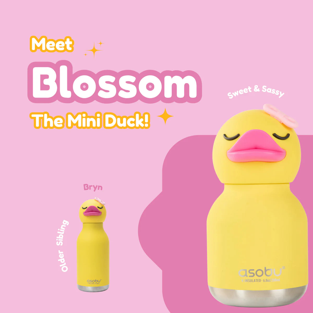 Asobu Bestie MINI drinkfles Ducky – lifestyle foto, mini thermofles als cadeau of tashanger