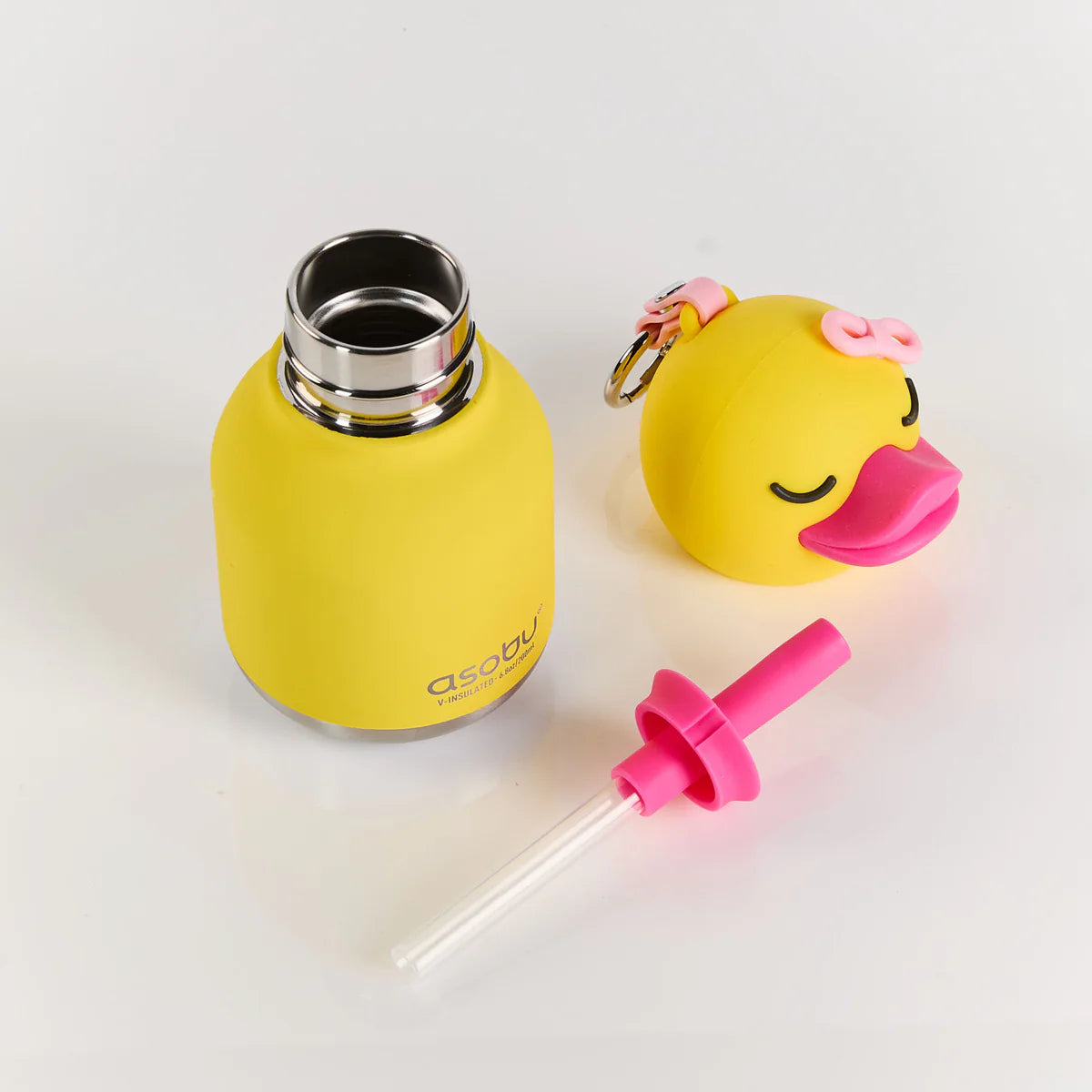 Asobu Bestie MINI drinkfles Ducky open – speels eendendetail als dop, lekvrij