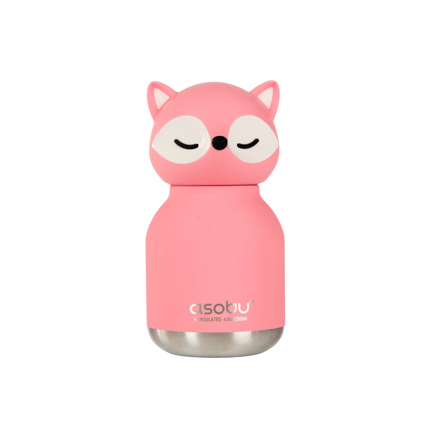 Asobu Bestie MINI drinkfles Pink Fox – vooraanzicht, schattige vos thermofles 200ml