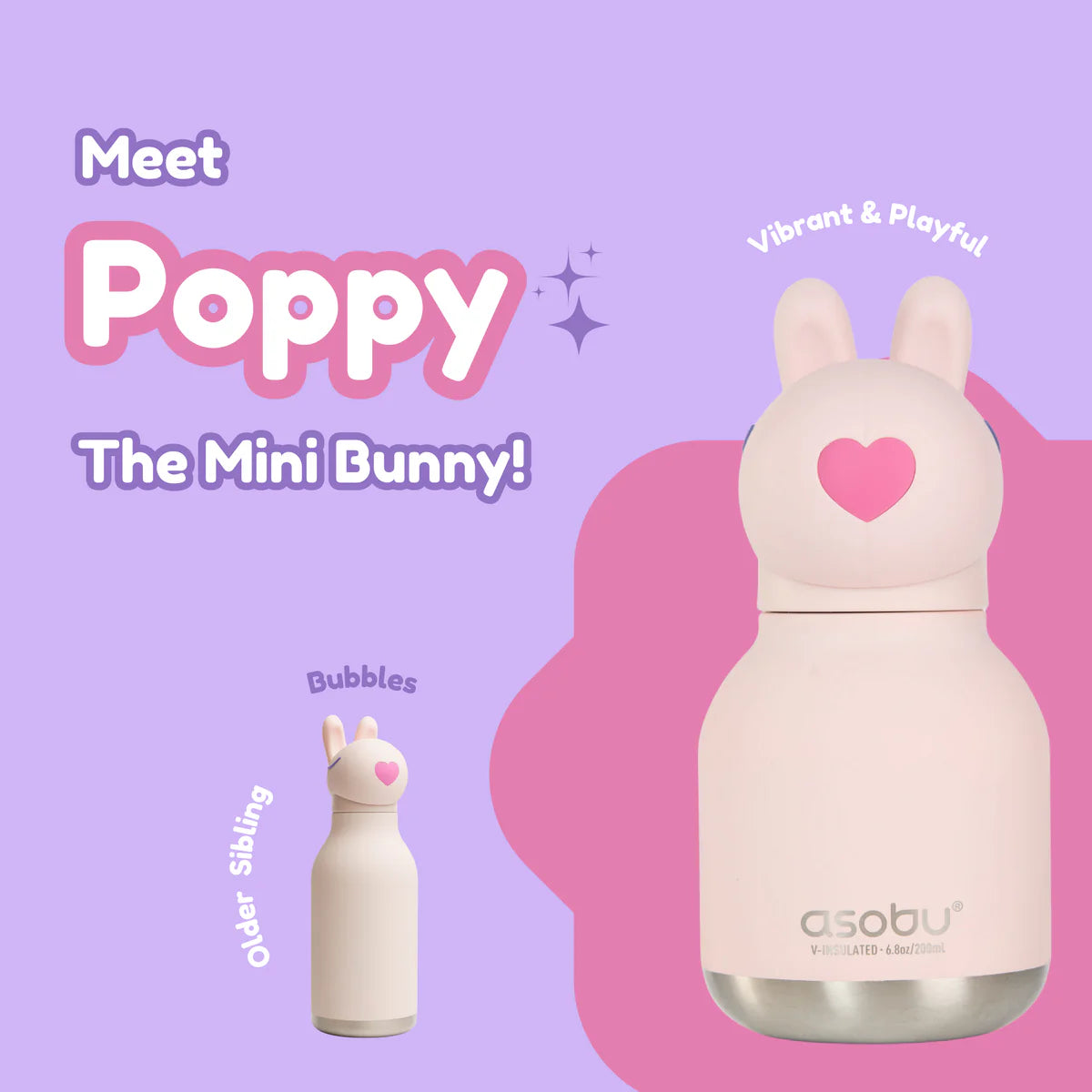 Asobu Bestie MINI drinkfles Bunny – lifestyle foto, mini thermofles als cadeau of tashanger