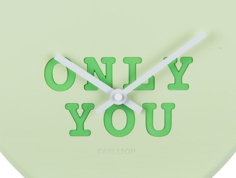 Karlsson Wandklok Heart Candy Soft Green