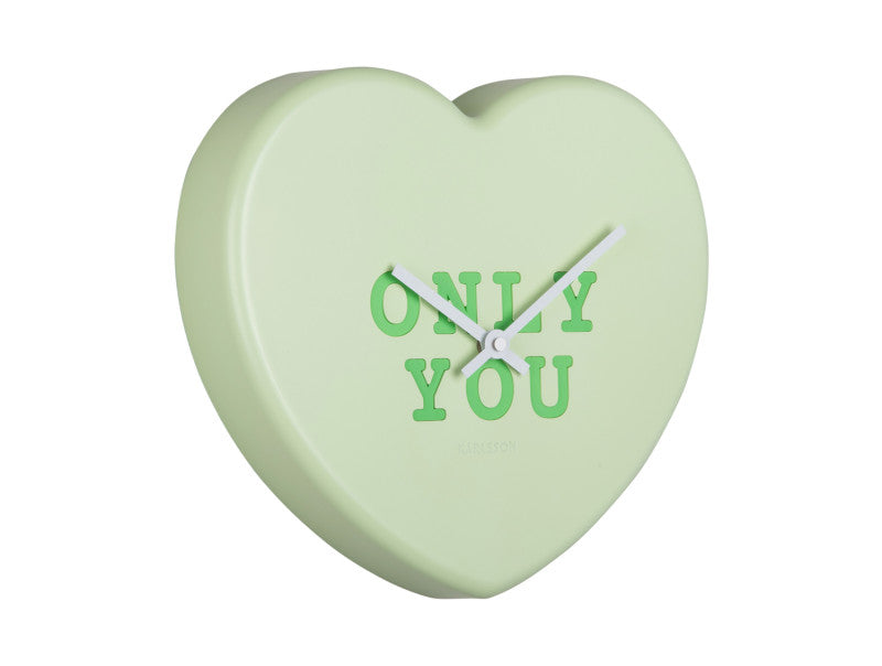 Karlsson Wandklok Heart Candy Soft Green