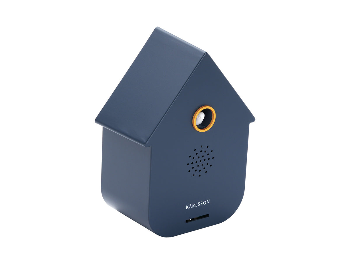 Karlsson Sound Box Modern Cuckoo in donker blauw, zijaanzicht
