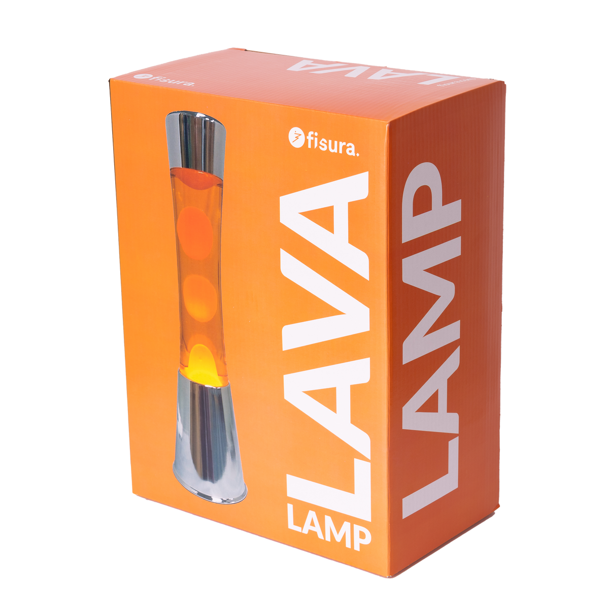 Fisura Lavalamp Tower Zilver met Oranje Vloeistof en Oranje Lava – 40 cm - verpakking