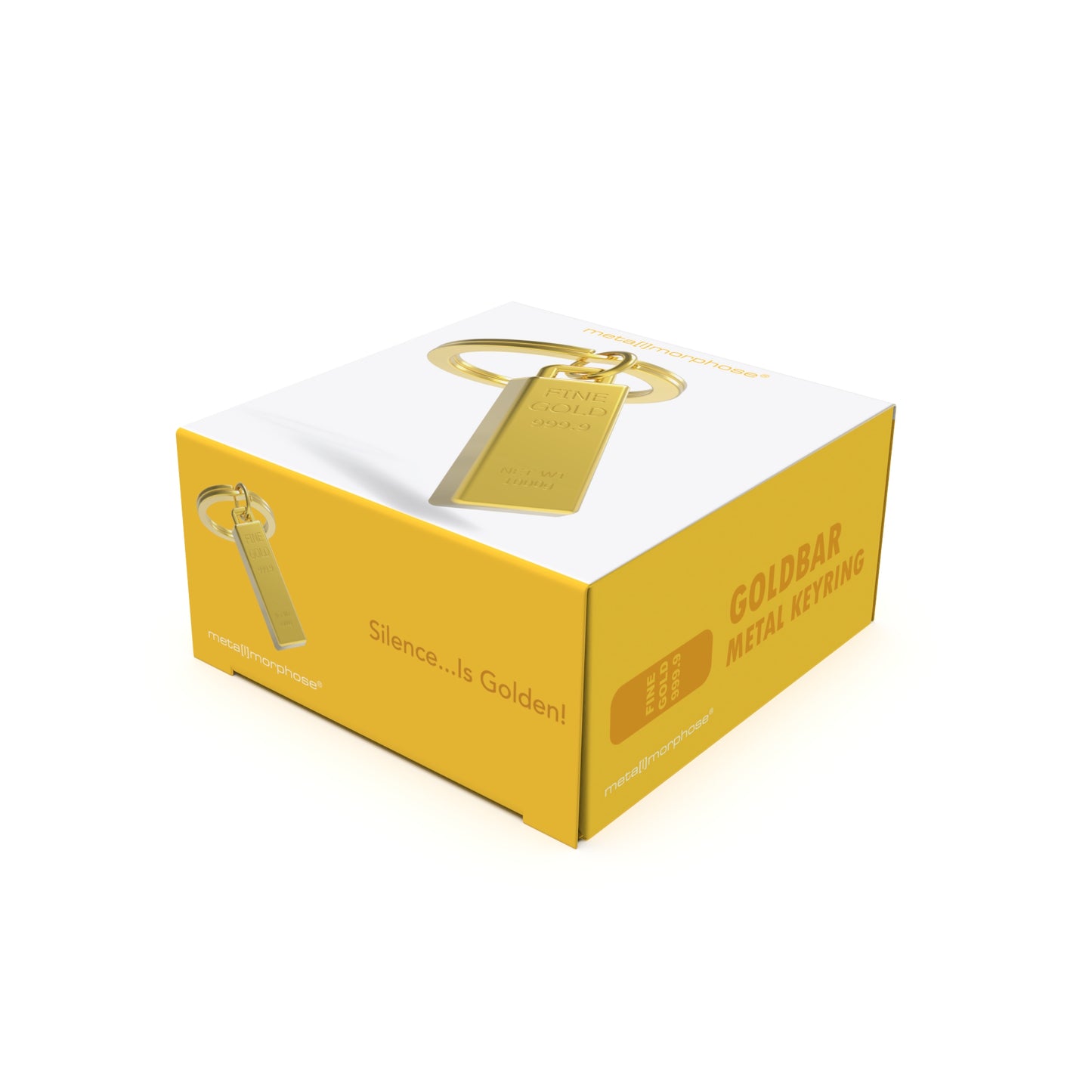 Metalmorphose sleutelhanger Gold Bar in luxe Vectorbox verpakking - goudstaaf cadeau