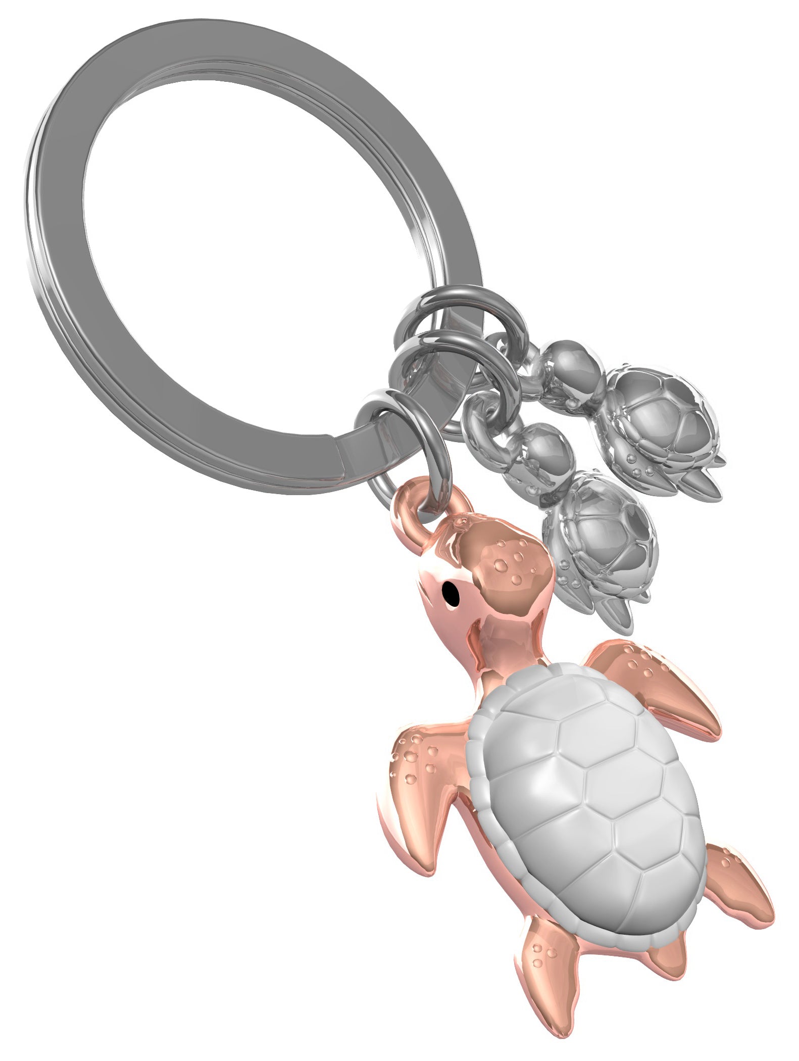 Metalmorphose Turtle Family sleutelhanger - zijaanzicht met realistische details