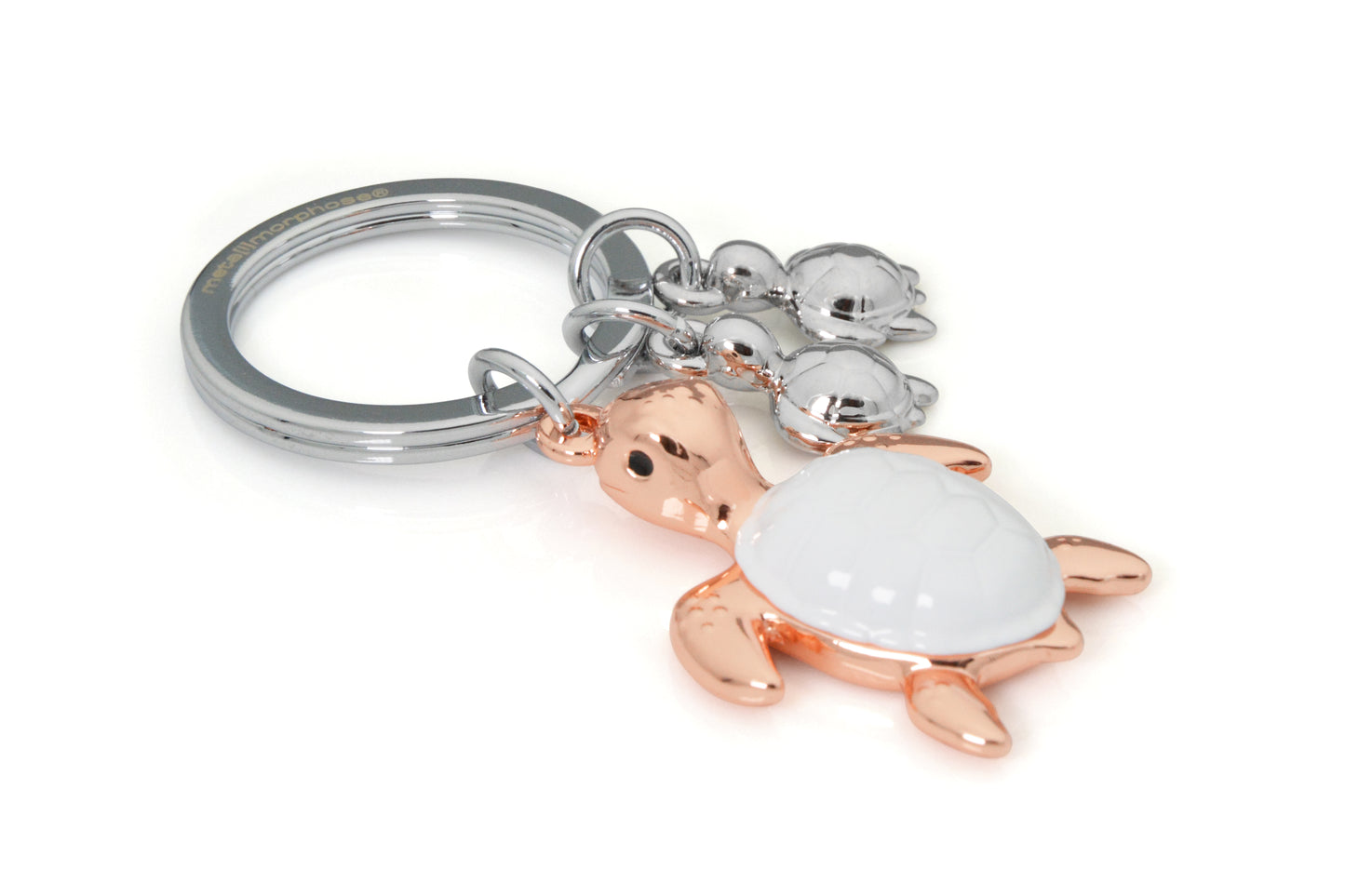 Metalmorphose Turtle Family sleutelhanger - bovenaanzicht met details