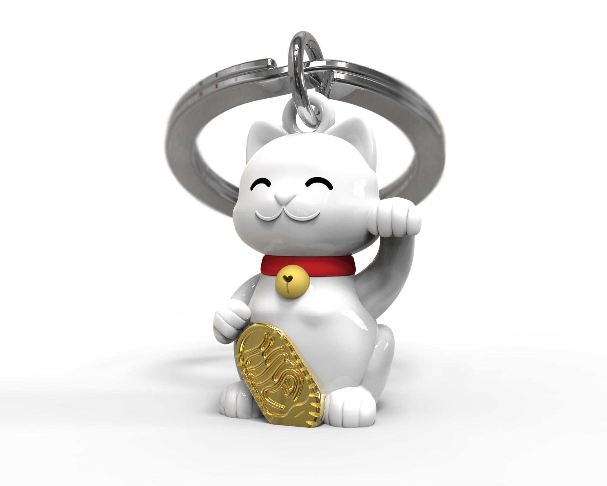 Metalmorphose Fortune Cat sleutelhanger - gelukskat Maneki-neko in metaal