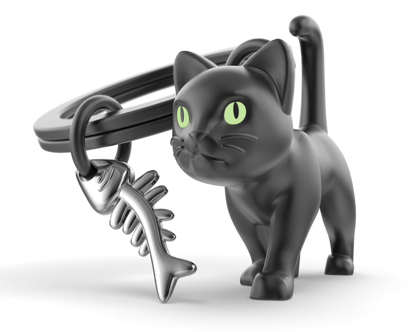 Metalmorphose Black Cat sleutelhanger - zwarte kat in metaal