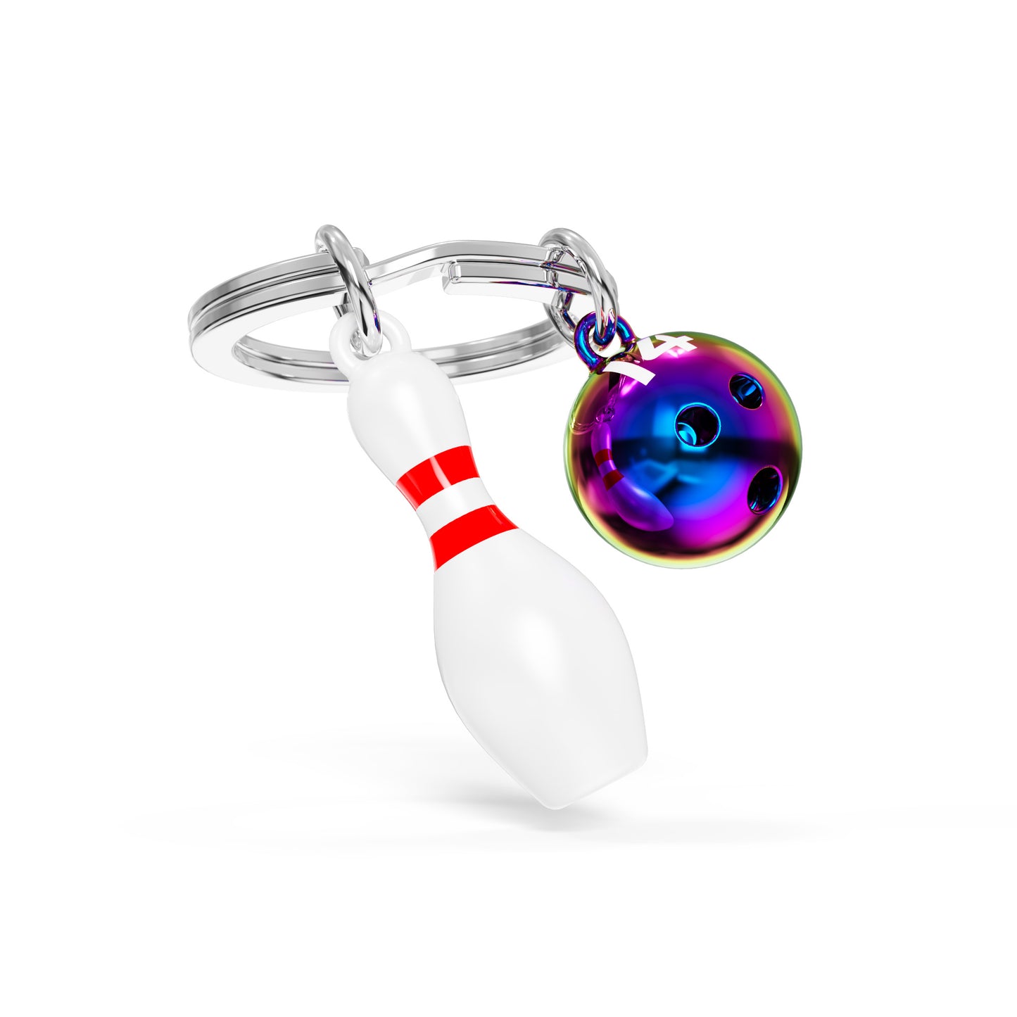 Metalmorphose Bowling Pin & Ball sleutelhanger - bowlingpin en bal in metaal
