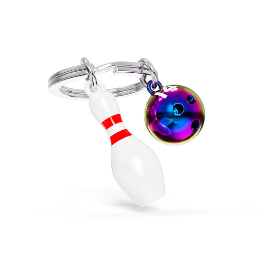 Metalmorphose Bowling Pin & Ball sleutelhanger - bowlingpin en bal in metaal