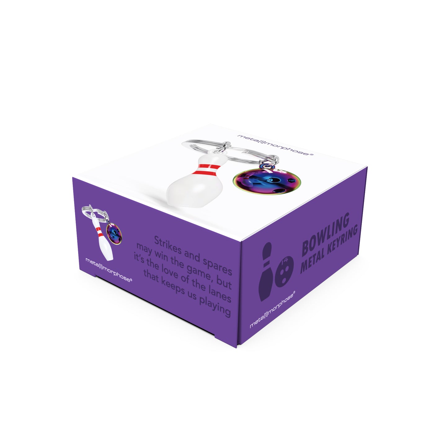 Metalmorphose Bowling Pin & Ball sleutelhanger in luxe Vectorbox verpakking
