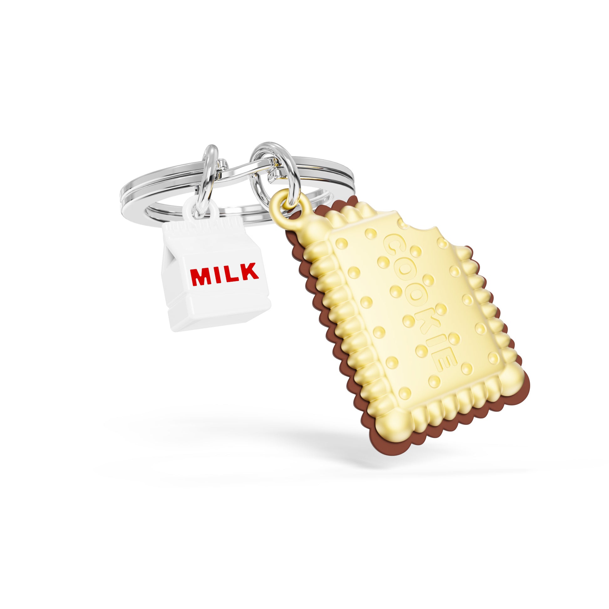 Metalmorphose sleutelhanger Cookies & Milk - koekjes en melk accessoire