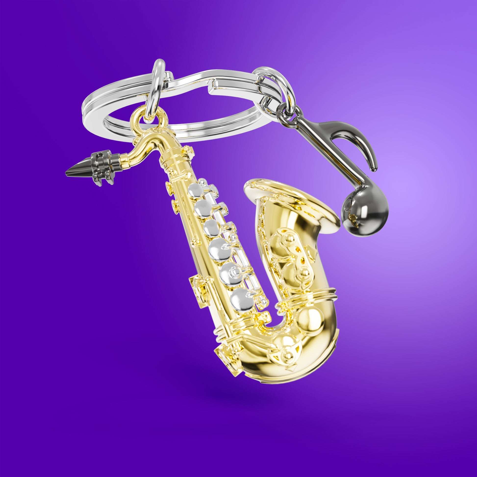 Metalmorphose Saxophone sleutelhanger - zijaanzicht met realistische details