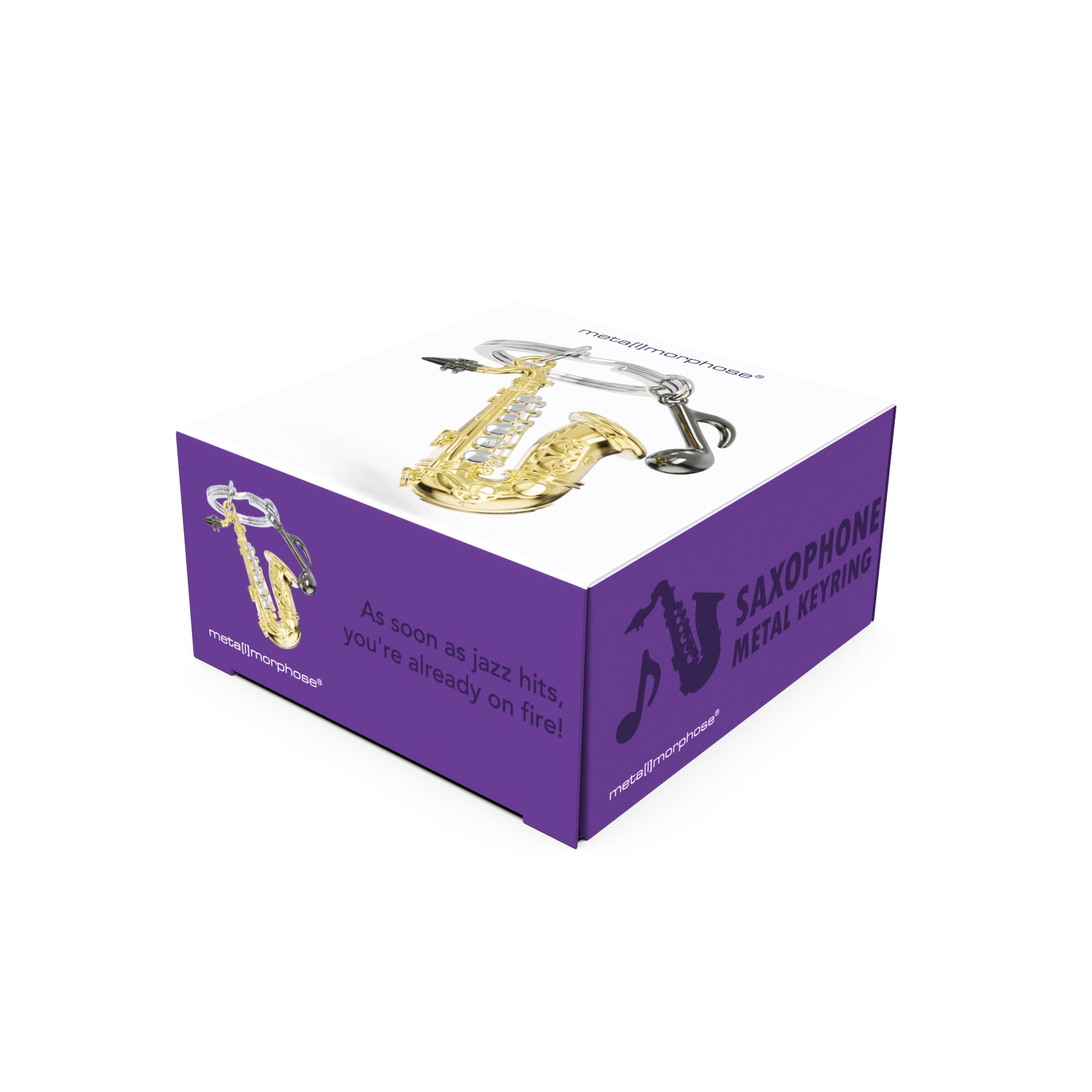 Metalmorphose Saxophone sleutelhanger in luxe Vectorbox verpakking