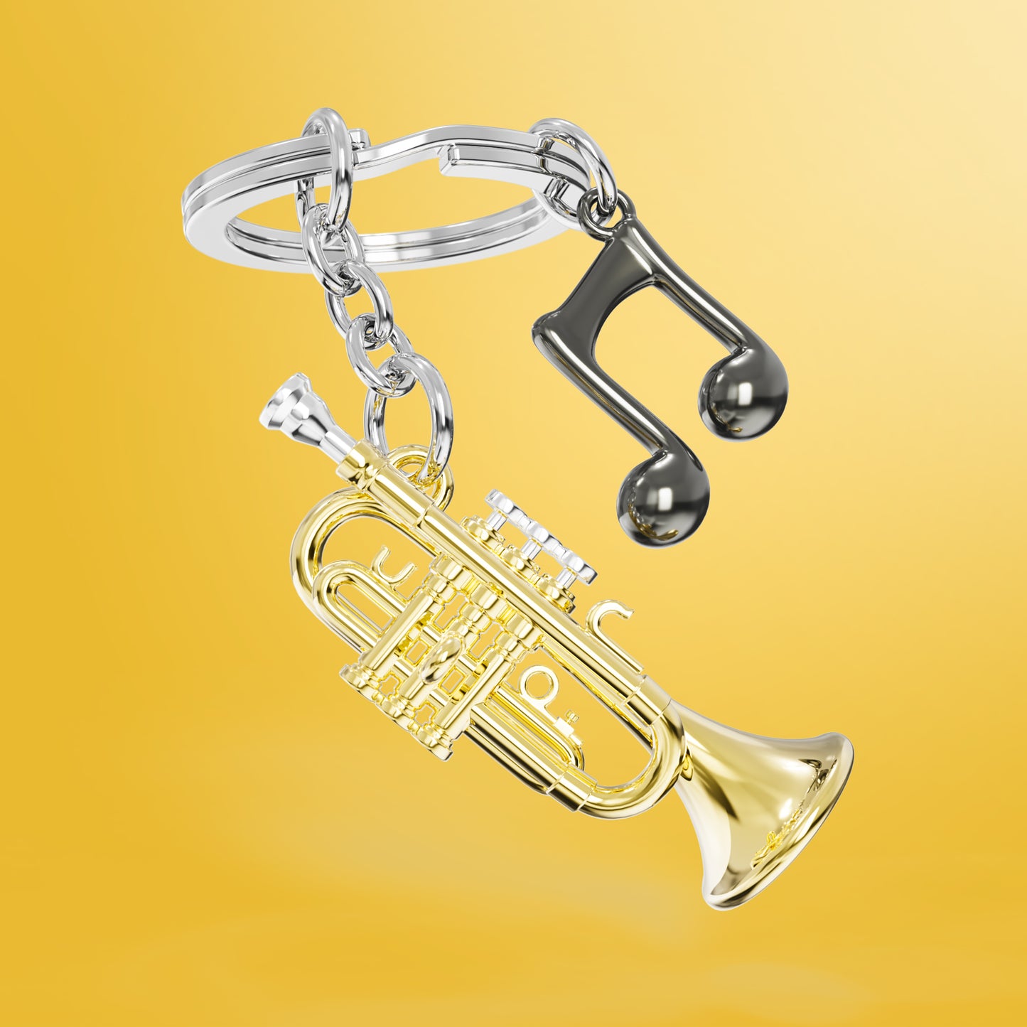 Metalmorphose Trumpet sleutelhanger - zijaanzicht met realistische details