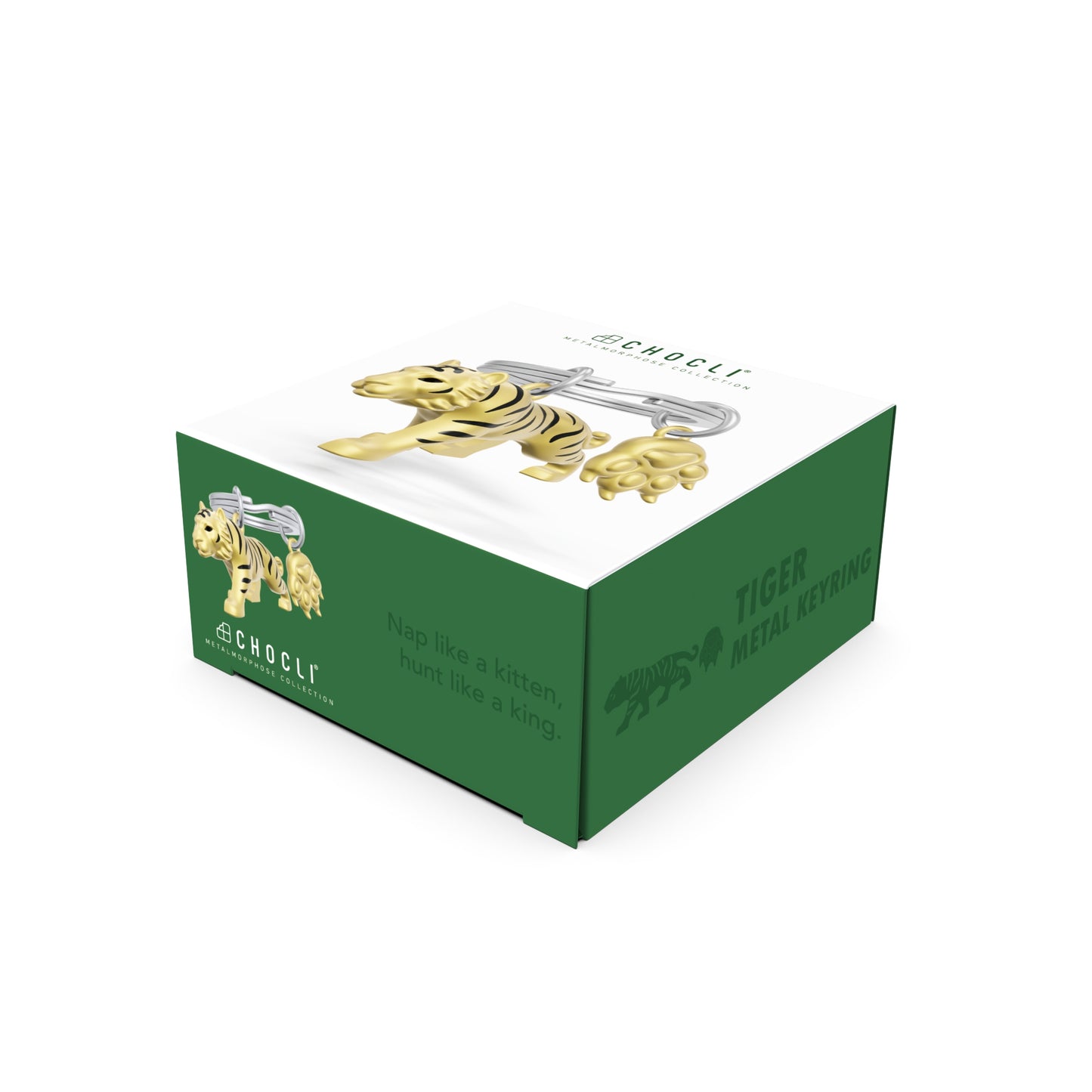 Metalmorphose Tiger sleutelhanger in luxe Vectorbox verpakking