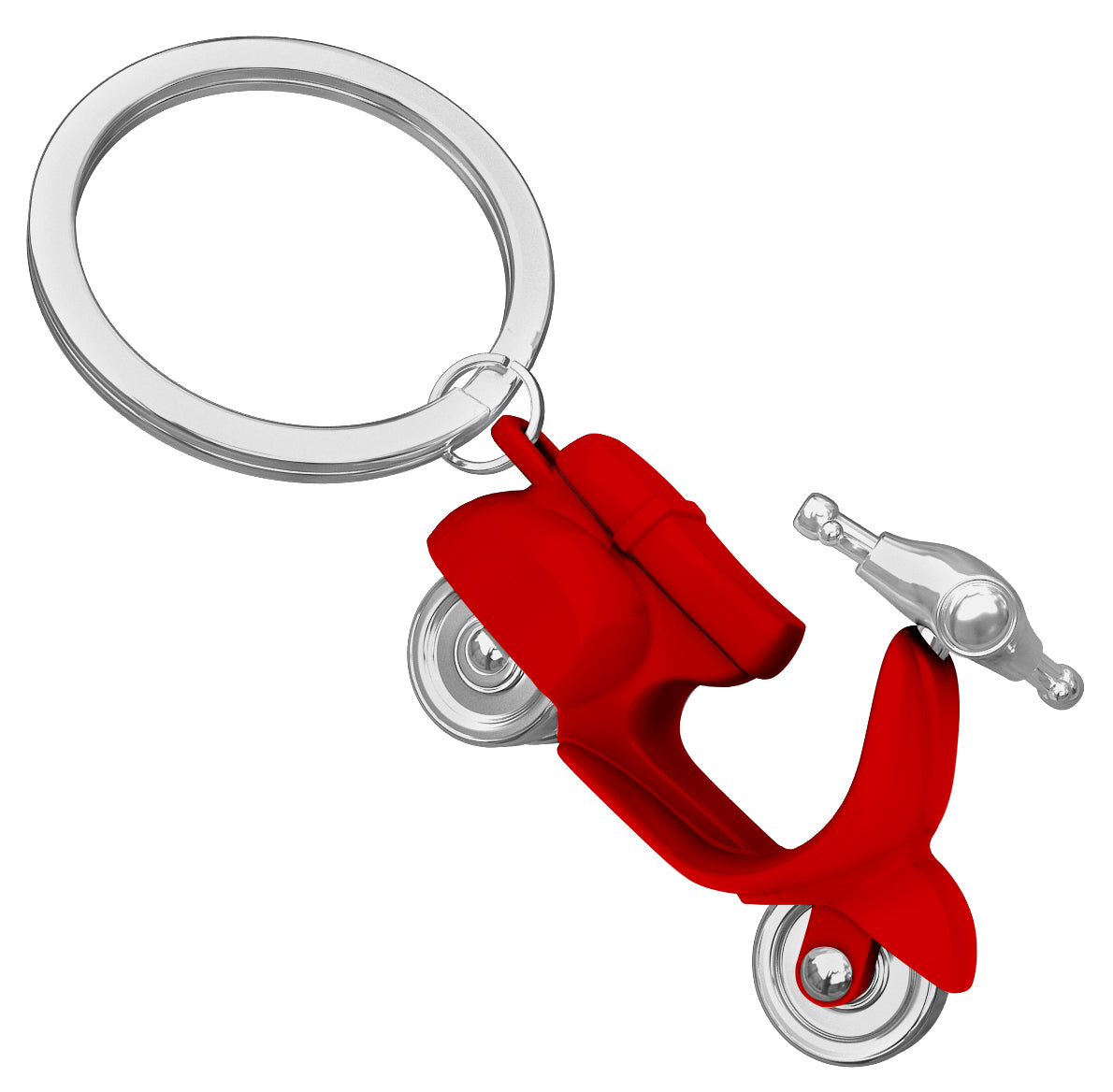 Metalmorphose Red Scooter sleutelhanger - close-up van het vintage ontwerp