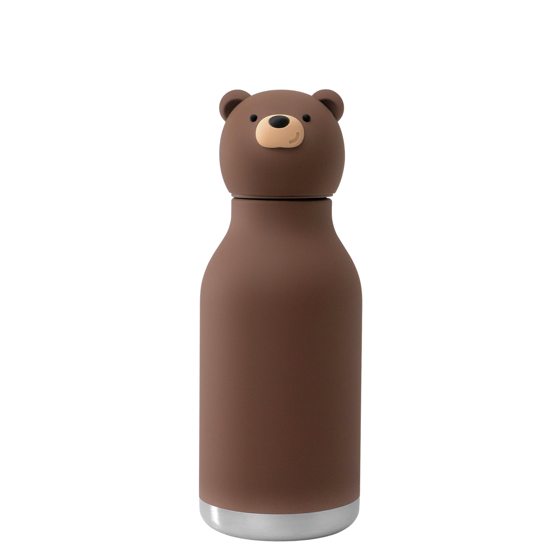 Asobu Bestie Drinkfles Brown Bear – geïsoleerde kinderfles met bruine beer siliconen dop